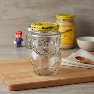Vintage Cheez Whiz Super Mario Glass Jar with  Lid